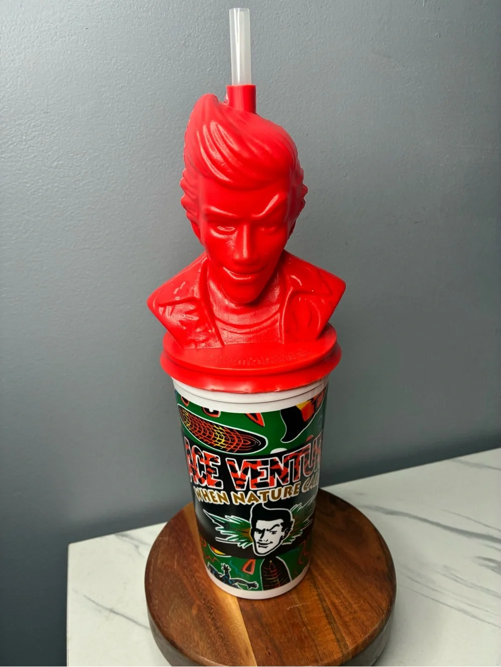 Ace Ventura Promotional Bust Cup with Straw 1990s Movie Collectible